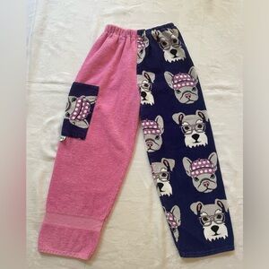 Kiki’s Nation Towel Pants Kids Large Hipster Dogs Navy Pink Terry Swimsuit Cover